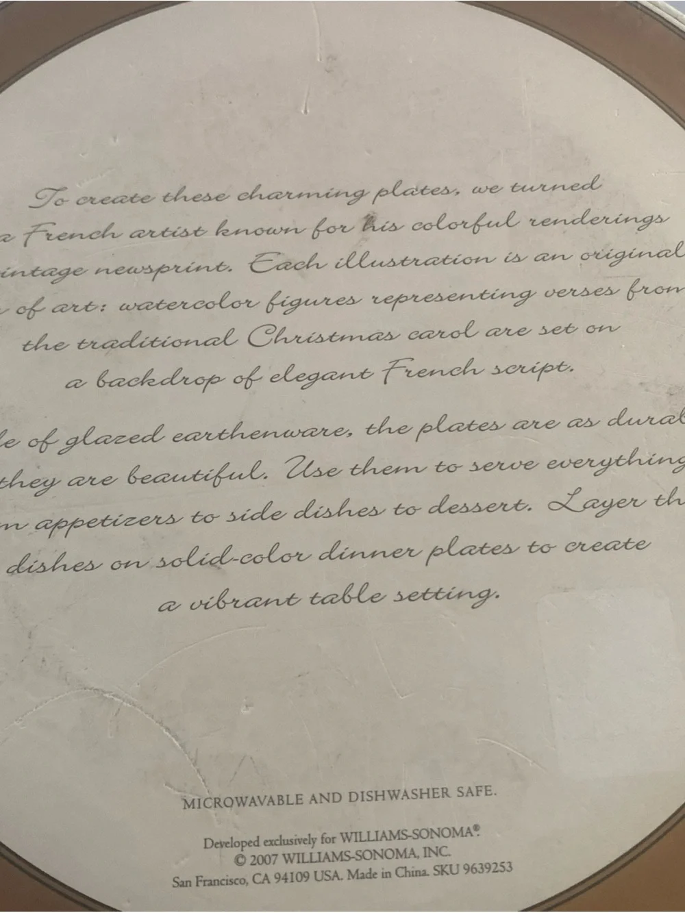 Christmas in July Sale! Williams Sonoma 12 Days of Christmas Plates Set CIB 47T0